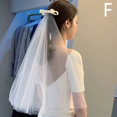 Agrafă de păr din voal cu fundă Accesorii de păr pentru nuntă de mireasă Femei Simplu Scurt Tulle Nouă Coefcă de mireasă Accesoriu pentru fotografie de nuntă