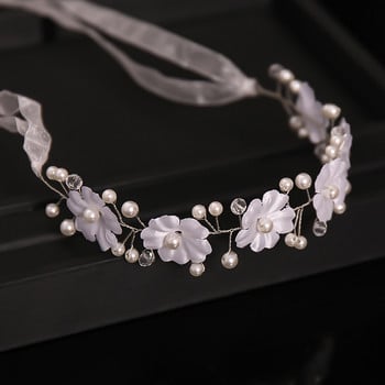 Νέο λουλούδι Pearl Headband Μόδα κρυστάλλινη κορδέλα μαλλιών για γυναίκες κορίτσια Αξεσουάρ για τα μαλλιά γάμου Λευκά στέφανα