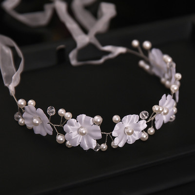 Noua bentiță cu flori de perle Bandă de păr de cristal de modă pentru femei, fete, nuntă, accesorii pentru păr, coroane albe, accesorii pentru cap