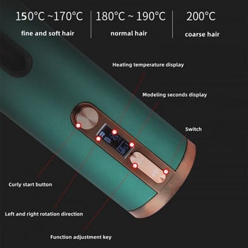 Маши за коса Автоматична безжична маша за коса Ютия USB акумулаторен LCD дисплей Безжична керамична въртяща се вълна Инструмент за коса