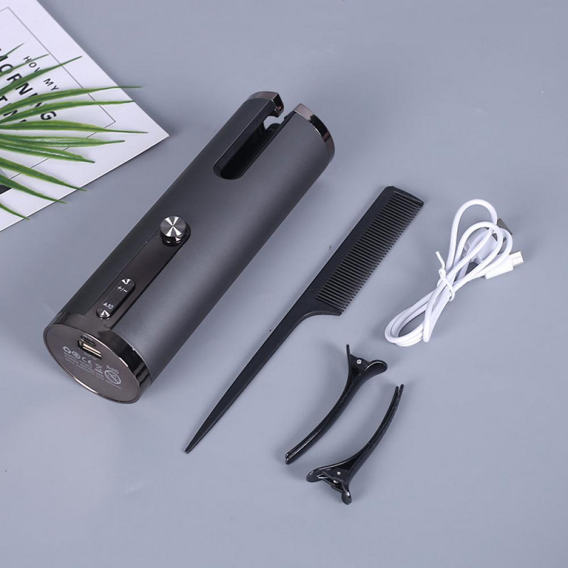 Plaukų suktukai Automatinis belaidis plaukų suktukas, USB įkraunamas LCD ekranas, belaidis keraminis besisukantis garbanojimo bangos plaukų įrankis