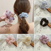 Mielos mergaitės kutas storosios žarnos plaukų apskritimas, guminė juostelė, plaukų pakabukas perlų plaukų virvė, moteriška elastinga plaukų uodega galvos apdangalai