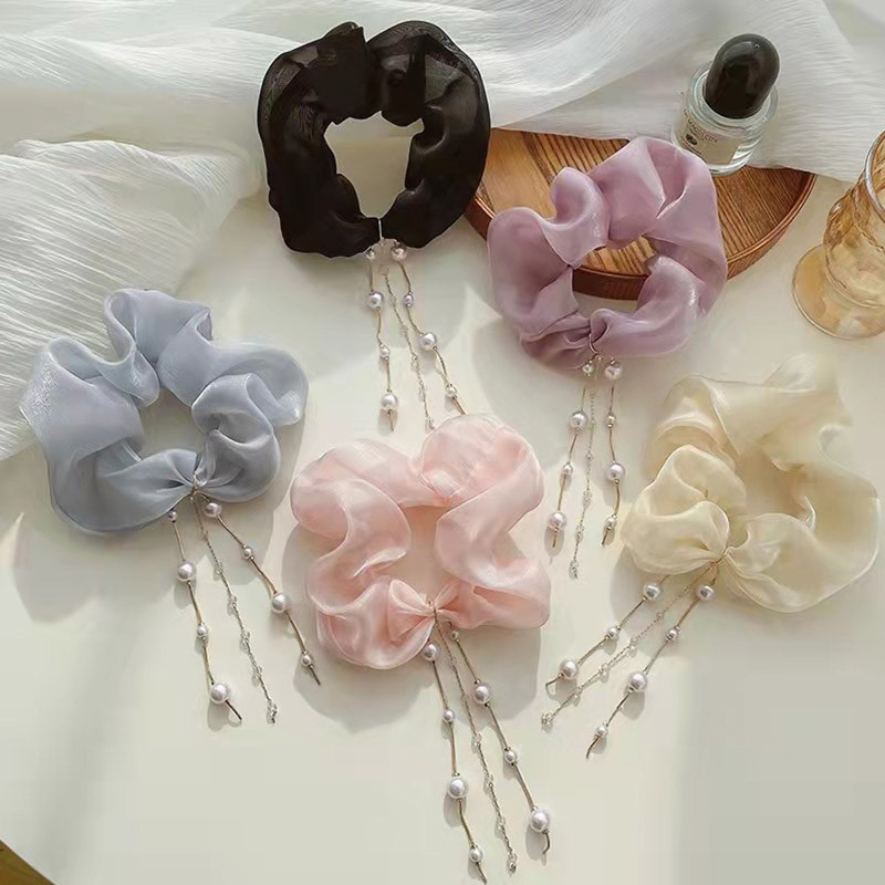 Mielos mergaitės kutas storosios žarnos plaukų apskritimas, guminė juostelė, plaukų pakabukas perlų plaukų virvė, moteriška elastinga plaukų uodega galvos apdangalai