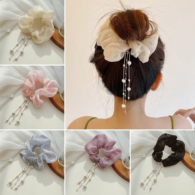 Mielos mergaitės kutas storosios žarnos plaukų apskritimas, guminė juostelė, plaukų pakabukas perlų plaukų virvė, moteriška elastinga plaukų uodega galvos apdangalai