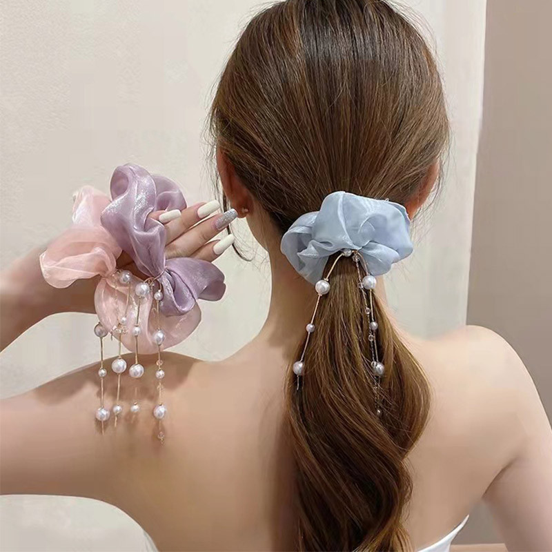 Mielos mergaitės kutas storosios žarnos plaukų apskritimas, guminė juostelė, plaukų pakabukas perlų plaukų virvė, moteriška elastinga plaukų uodega galvos apdangalai