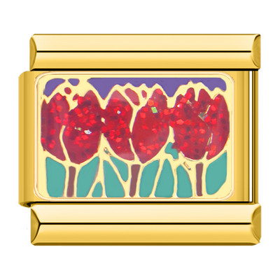 Hapiship New Fashion Women Girls Pretty Glaze Rose Flower Charm Links Fit 9mm Narukvica od nehrđajućeg čelika DIY Izrada nakita DJ027