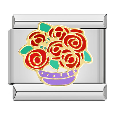 Hapiship New Fashion Women Girls Pretty Glaze Rose Flower Charm Links Fit 9mm Narukvica od nehrđajućeg čelika DIY Izrada nakita DJ027