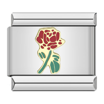 Hapiship New Fashion Women Girls Pretty Glaze Rose Flower Charm Links Fit 9mm Narukvica od nehrđajućeg čelika DIY Izrada nakita DJ027