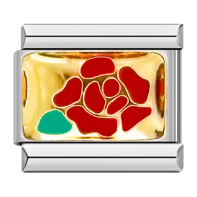 Hapiship New Fashion Women Girls Pretty Glaze Rose Flower Charm Links Fit 9mm Narukvica od nehrđajućeg čelika DIY Izrada nakita DJ027