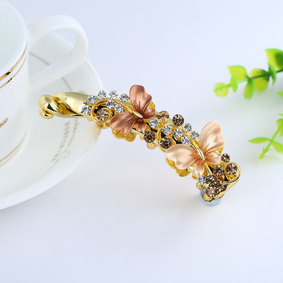 Agrafe Metal Banane Agrafe De Păr Femei Moda Cristal Strasuri Agrafe Fluture Accesorii Elegante De Păr Coada De Cal