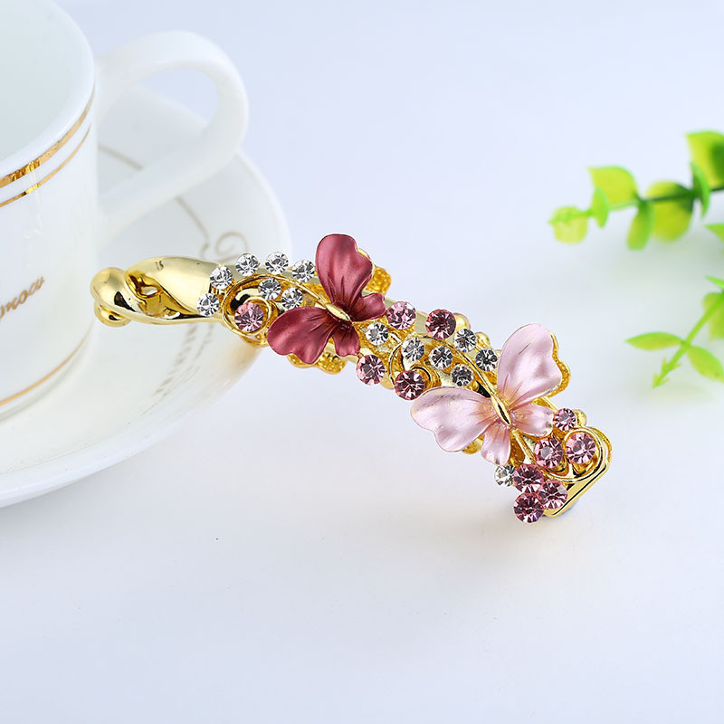 Agrafe Metal Banane Agrafe De Păr Femei Moda Cristal Strasuri Agrafe Fluture Accesorii Elegante De Păr Coada De Cal