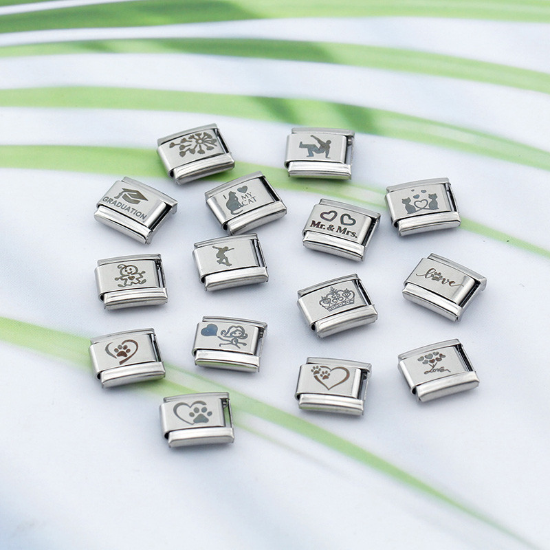 Hapiship Moda Mačka Pas Dječak Djevojčice Srce Kruna Talijanski Veze Šarm Fit 9 mm Narukvica od nehrđajućeg čelika Izrada nakita DIY DJ095