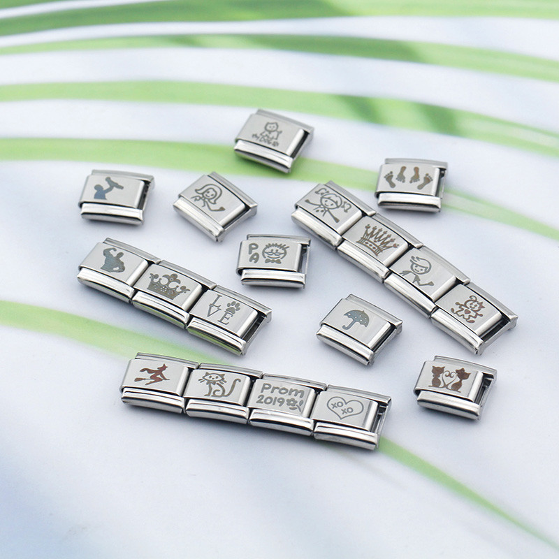 Hapiship Moda Mačka Pas Dječak Djevojčice Srce Kruna Talijanski Veze Šarm Fit 9 mm Narukvica od nehrđajućeg čelika Izrada nakita DIY DJ095