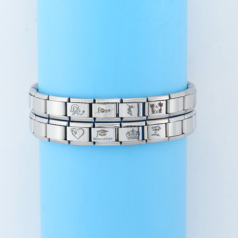 Hapiship Moda Mačka Pas Dječak Djevojčice Srce Kruna Talijanski Veze Šarm Fit 9 mm Narukvica od nehrđajućeg čelika Izrada nakita DIY DJ095