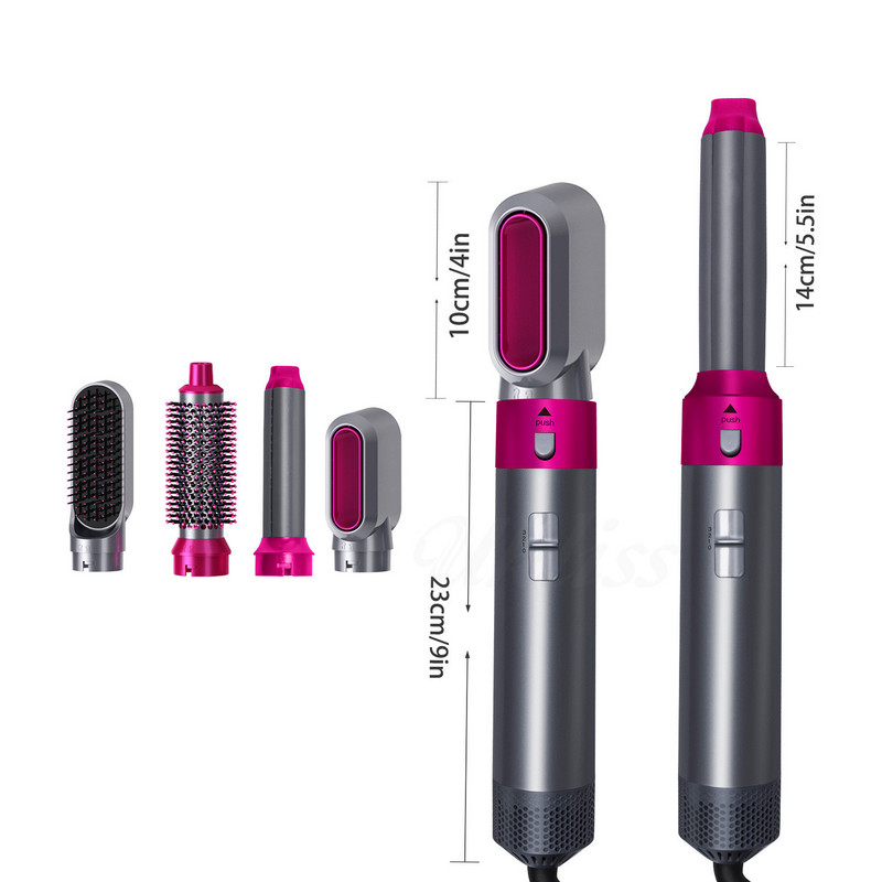 Matu fēns matiem 5 vienā matu ieveidotājs elektrisks lokšķēres ar locīšanas stobru matu ruļļotājs ar žāvētāju un iztaisnošanas otu