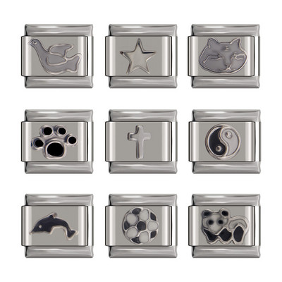 Hapiship Νέο Πρωτότυπο Daisy Fashion Cross Football Star Charm Links Fit 9mm βραχιόλι από ανοξείδωτο ατσάλι DIY Κάνοντας DJtop66