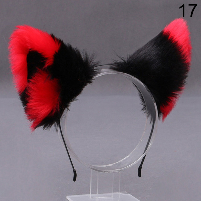 1 db valósághű szőrös állat macskafül fejpánt Lolita aranyos műszőrme anime hajkarika Halloween cosplay party fejdísz