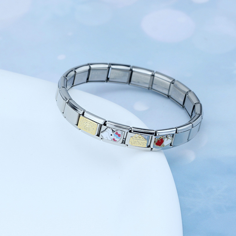 Hapiship Fashion Glaze Süda Päikese Lill Jänes Itaalia Lingid Charm Fit 9mm Käevõru Roostevabast Terasest Ehted Ise isetegemine DJ542