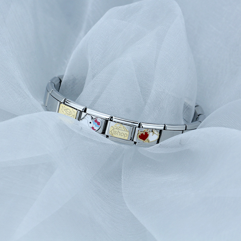 Hapiship Fashion Glaze Süda Päikese Lill Jänes Itaalia Lingid Charm Fit 9mm Käevõru Roostevabast Terasest Ehted Ise isetegemine DJ542