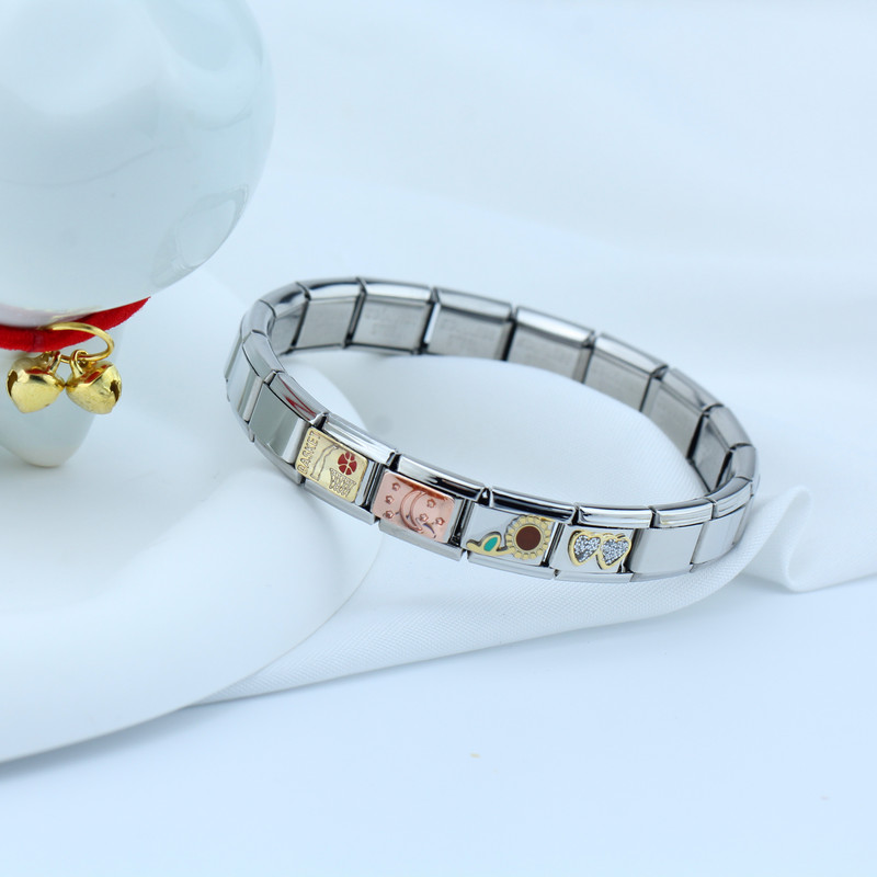 Hapiship Fashion Glaze Süda Päikese Lill Jänes Itaalia Lingid Charm Fit 9mm Käevõru Roostevabast Terasest Ehted Ise isetegemine DJ542