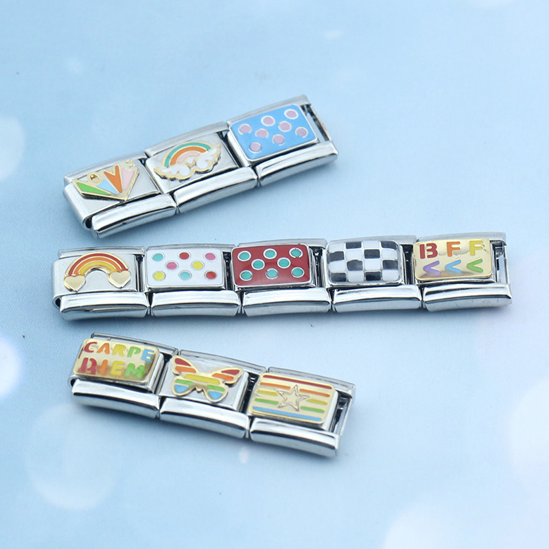 Hapiship Nouă, originală, culoare margaretă, dragoste, fluture, stea, farmec, legături italiene, se potrivesc cu brățară de 9 mm, fabricarea de bijuterii din oțel inoxidabil DJ512