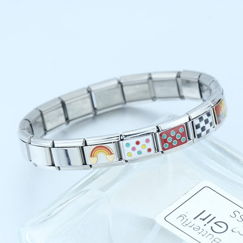 Hapiship Nouă, originală, culoare margaretă, dragoste, fluture, stea, farmec, legături italiene, se potrivesc cu brățară de 9 mm, fabricarea de bijuterii din oțel inoxidabil DJ512