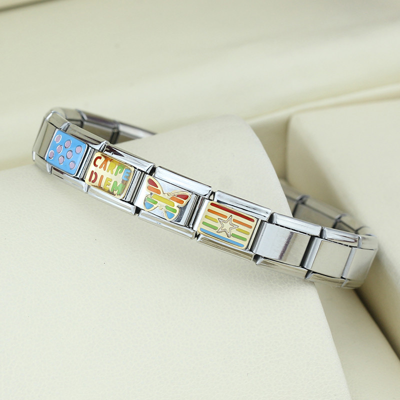 Hapiship Nouă, originală, culoare margaretă, dragoste, fluture, stea, farmec, legături italiene, se potrivesc cu brățară de 9 mm, fabricarea de bijuterii din oțel inoxidabil DJ512