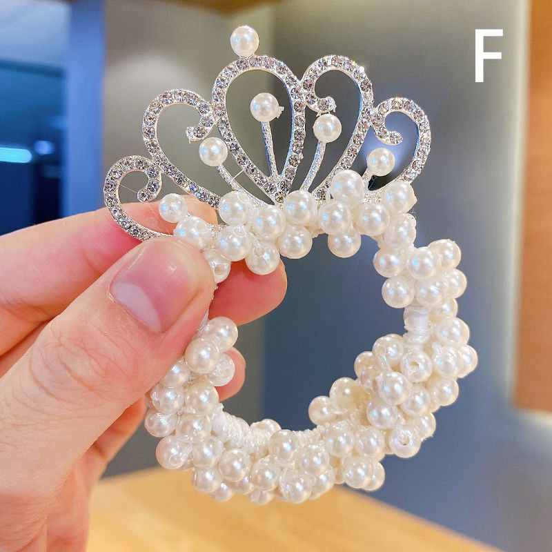 Fashion Pearl Crown Princess Benzi pentru păr Benzi elastice de cauciuc Minge pentru copii Legături pentru cocuri Accesorii pentru coafarea părului