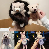 Cerc de păr de urs drăguț, elasticitate cu blană, accesorii pentru păr pentru fete, pentru animale, banda de păr, accesorii pentru păr, instrument pentru păr împletit pentru copii