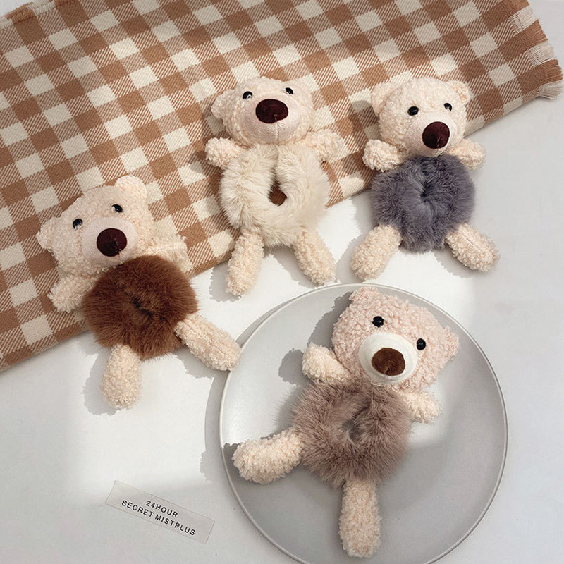 Cerc de păr de urs drăguț, elasticitate cu blană, accesorii pentru păr pentru fete, pentru animale, banda de păr, accesorii pentru păr, instrument pentru păr împletit pentru copii