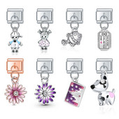 „Hapiship Fashion“ saldžiųjų gėlių žuvis vaivorykštė šunų berniukų mergaičių žavesio nuorodos, tinkančios 9 mm nerūdijančio plieno apyrankės, gaminančios „pasidaryk pats“ papuošalus DJ429