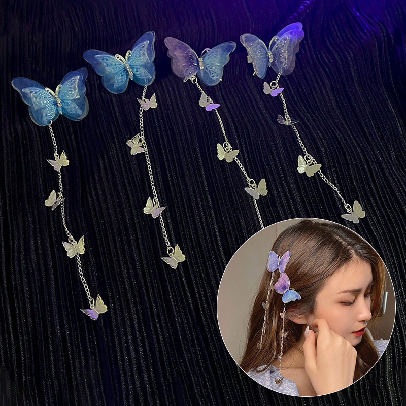 Bojt Butterfly Hajtűk Koreai Hosszú Haj Clipek Elegáns Női Antik Haj Kiegészítők Lányos Party oldalsó klip