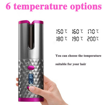 Ασύρματο αυτόματο ψαλίδι μαλλιών USB Επαναφορτιζόμενη φορητή οθόνη LCD για μπούκλες για μπούκλες για γυναίκες