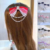 Elegantni slatki biseri Lanac Mašna Ukosnice Žene Djevojke Šipke za kosu s mašnama Ukosnice Ukrasi za kosu Lolita dodaci