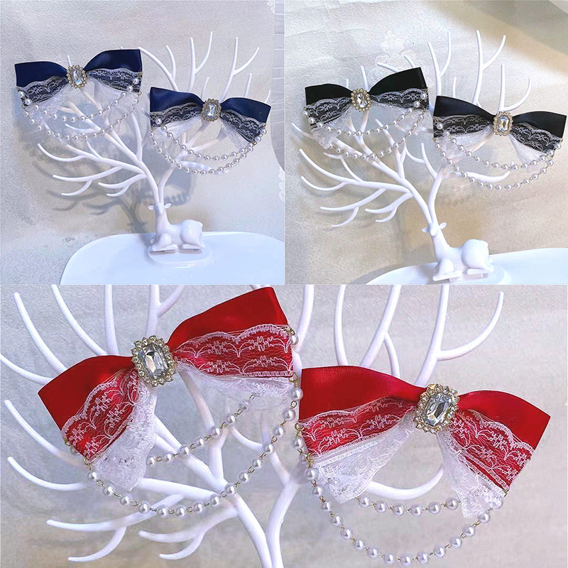 Elegantni slatki biseri Lanac Mašna Ukosnice Žene Djevojke Šipke za kosu s mašnama Ukosnice Ukrasi za kosu Lolita dodaci
