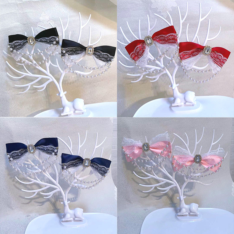 Elegantni slatki biseri Lanac Mašna Ukosnice Žene Djevojke Šipke za kosu s mašnama Ukosnice Ukrasi za kosu Lolita dodaci