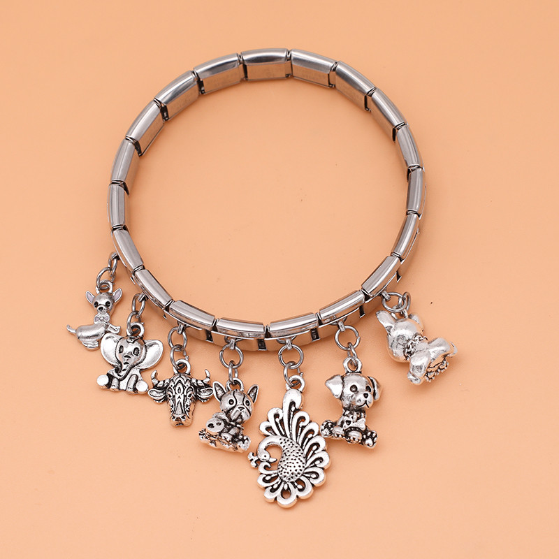 Hapiship Nou Original Daisy Câine Vaca Elefant Păun Legături italiene Charm Fit 9mm Brățară Din oțel inoxidabil Fabricarea de bijuterii DJ281