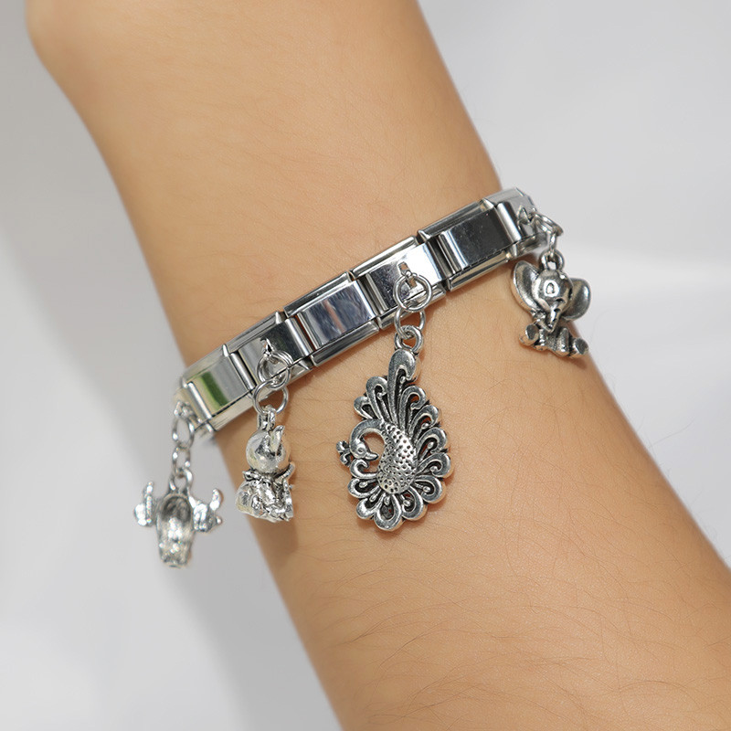 Hapiship Nou Original Daisy Câine Vaca Elefant Păun Legături italiene Charm Fit 9mm Brățară Din oțel inoxidabil Fabricarea de bijuterii DJ281