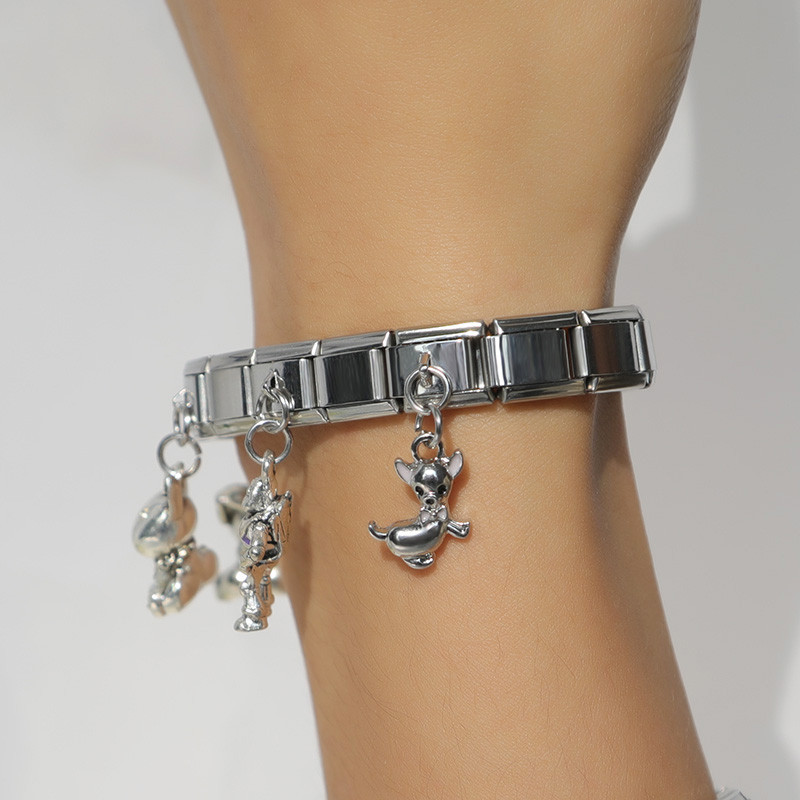 Hapiship Nou Original Daisy Câine Vaca Elefant Păun Legături italiene Charm Fit 9mm Brățară Din oțel inoxidabil Fabricarea de bijuterii DJ281