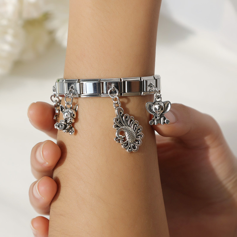 Hapiship Nou Original Daisy Câine Vaca Elefant Păun Legături italiene Charm Fit 9mm Brățară Din oțel inoxidabil Fabricarea de bijuterii DJ281