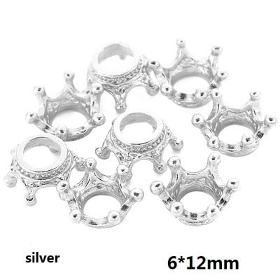 20 бр. Разхлабени дистанционни мъниста от сплав Златен цвят Сребърни мъниста с корони за изработка на бижута Направи си сам гривна Ръчно изработени аксесоари