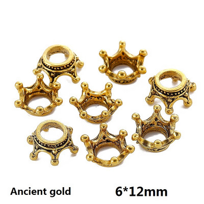 20 бр. Разхлабени дистанционни мъниста от сплав Златен цвят Сребърни мъниста с корони за изработка на бижута Направи си сам гривна Ръчно изработени аксесоари
