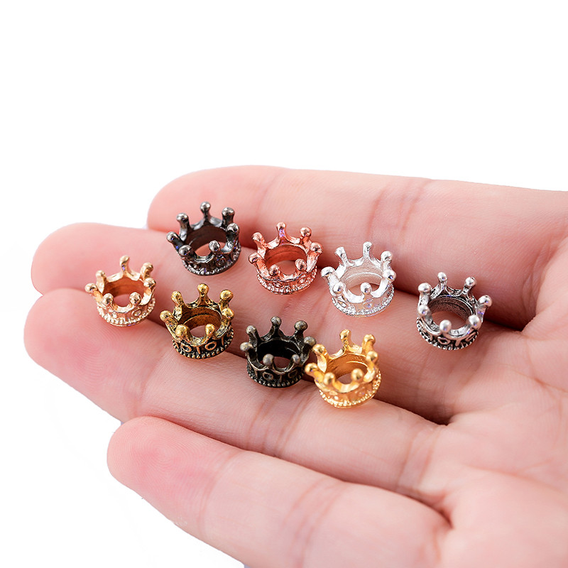 20 бр. Разхлабени дистанционни мъниста от сплав Златен цвят Сребърни мъниста с корони за изработка на бижута Направи си сам гривна Ръчно изработени аксесоари