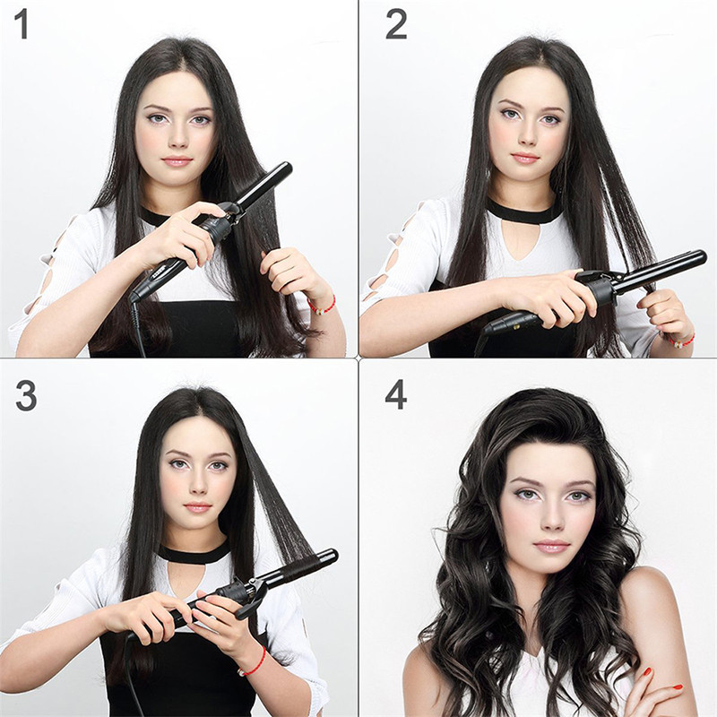 Ondulator 3 în 1 Set de baghete profesionale pentru încălzire instantanee cu 3 butoaie de ceramică interschimbabile ondulator de păr