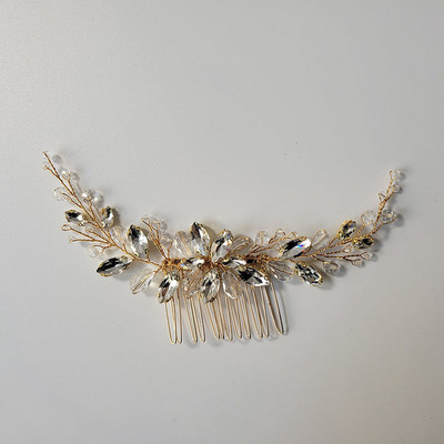 SLBRIDAL Rankų darbo Žalios spalvos Kalnų krištoliniai krištoliniai vestuviniai galvos apdangalai Plaukų šukos Vestuviniai Plaukų aksesuarai Moteriški Merginų Plaukų Papuošalai