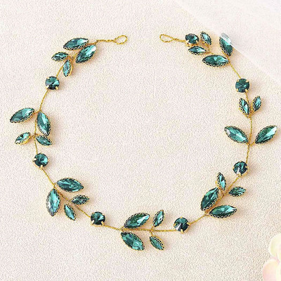 SLBRIDAL Rankų darbo Žalios spalvos Kalnų krištoliniai krištoliniai vestuviniai galvos apdangalai Plaukų šukos Vestuviniai Plaukų aksesuarai Moteriški Merginų Plaukų Papuošalai