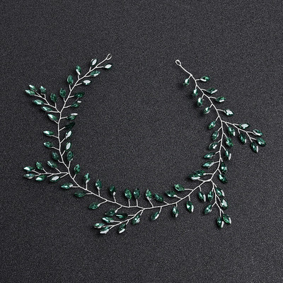 SLBRIDAL Rankų darbo Žalios spalvos Kalnų krištoliniai krištoliniai vestuviniai galvos apdangalai Plaukų šukos Vestuviniai Plaukų aksesuarai Moteriški Merginų Plaukų Papuošalai