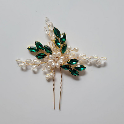 SLBRIDAL Rankų darbo Žalios spalvos Kalnų krištoliniai krištoliniai vestuviniai galvos apdangalai Plaukų šukos Vestuviniai Plaukų aksesuarai Moteriški Merginų Plaukų Papuošalai