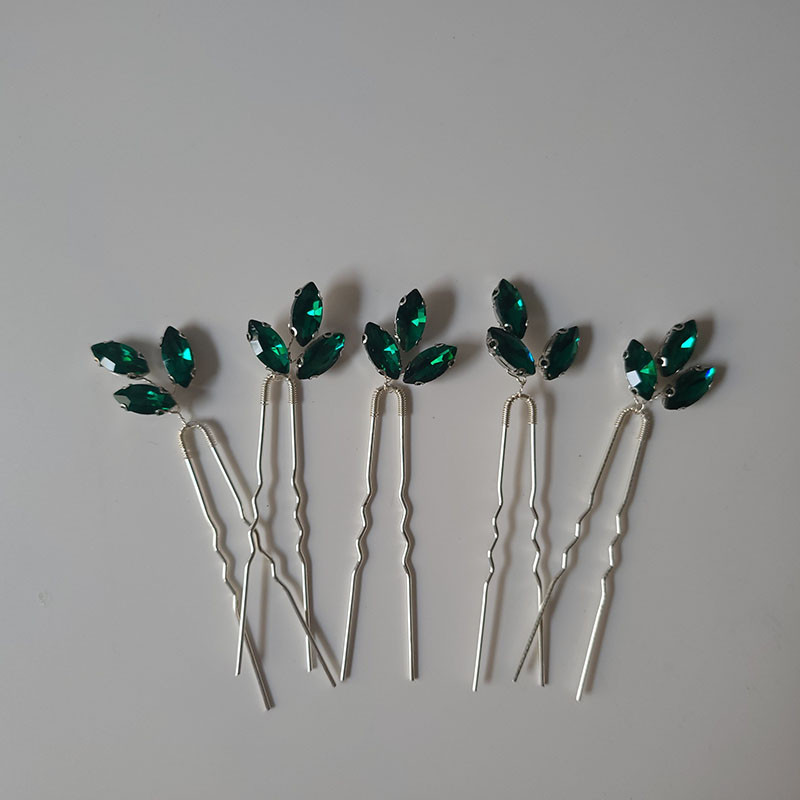 SLBRIDAL Rankų darbo Žalios spalvos Kalnų krištoliniai krištoliniai vestuviniai galvos apdangalai Plaukų šukos Vestuviniai Plaukų aksesuarai Moteriški Merginų Plaukų Papuošalai