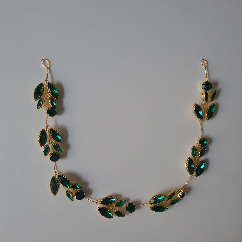 SLBRIDAL Rankų darbo Žalios spalvos Kalnų krištoliniai krištoliniai vestuviniai galvos apdangalai Plaukų šukos Vestuviniai Plaukų aksesuarai Moteriški Merginų Plaukų Papuošalai